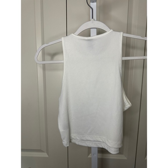 SHEIN White Ribbed Knit High Neck Racerback Tank Top Size Small S - Picture 4 of 4